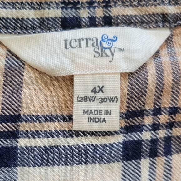 Terra & Sky Navy and Tan Plaid Shirt - Picture 4 of 4
